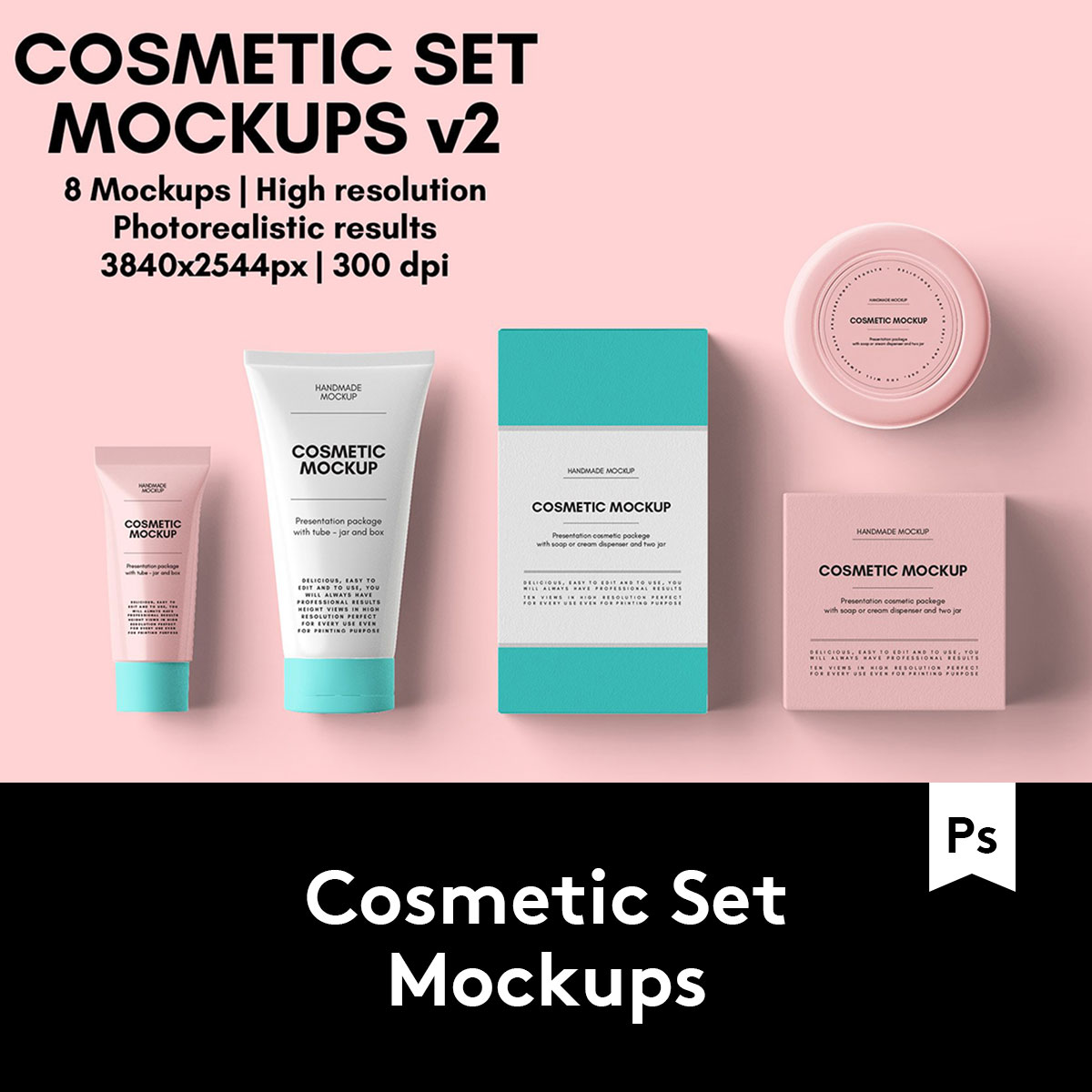 Cosmetic Set Mockups 8款化妆品护肤品包装套装样机 M2020061402