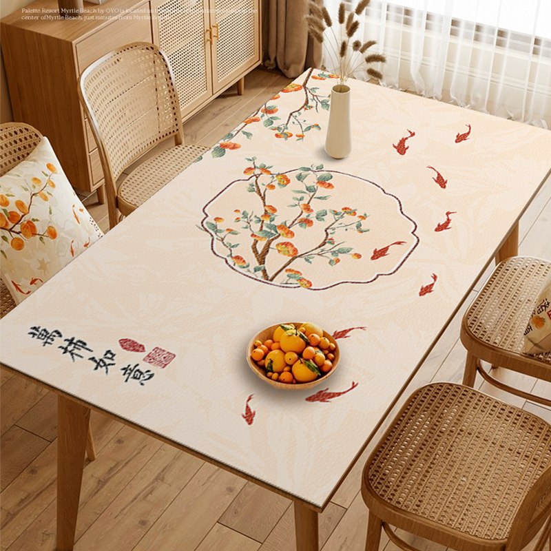 新中式餐桌垫茶几垫防水防油免洗桌布隔热耐高温防污吧台垫子家用