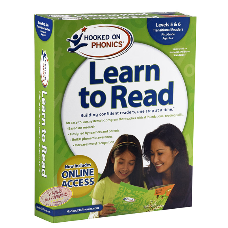 迷上自然拼读学与读第1级全集L5&6新版Hooked on Phonics Learn to Read 1st Grade Complete Levels 5&6带DVD光盘 又日新