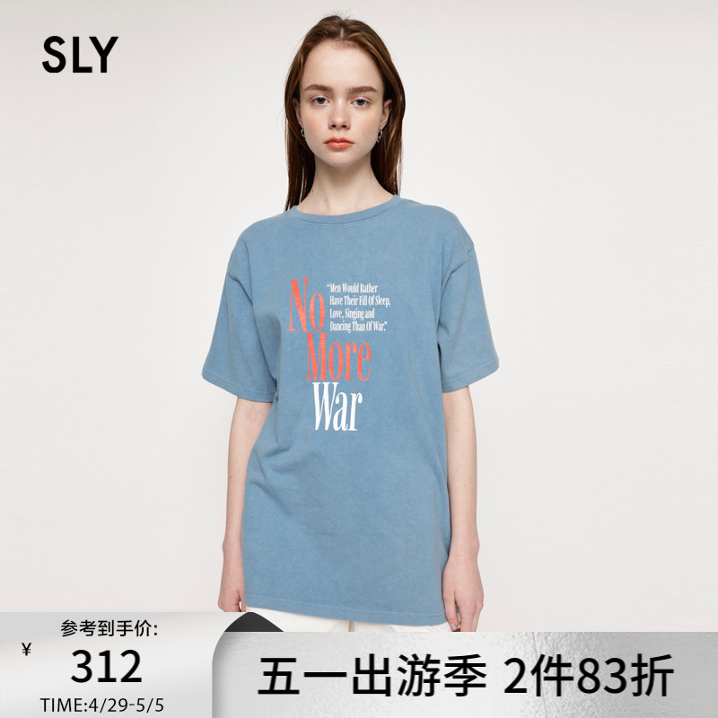SLY 夏季新品纯棉字母LOGO设计宽松短袖T恤女030GSY90-3040