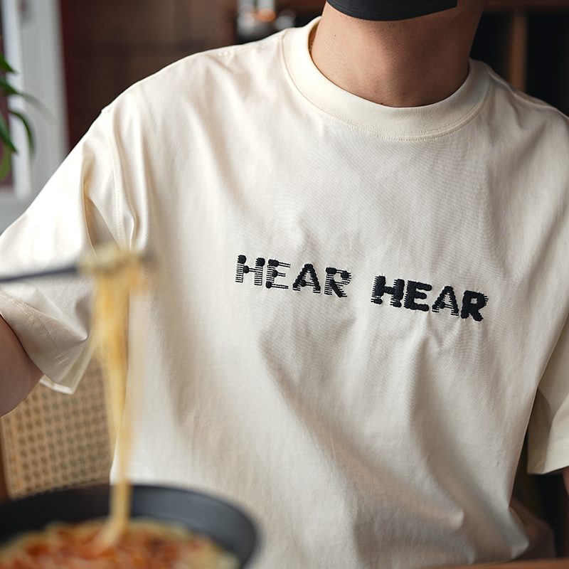 美式高街刺绣字母创意设计圆领短袖T恤男春季潮牌撞色纯棉打底衫