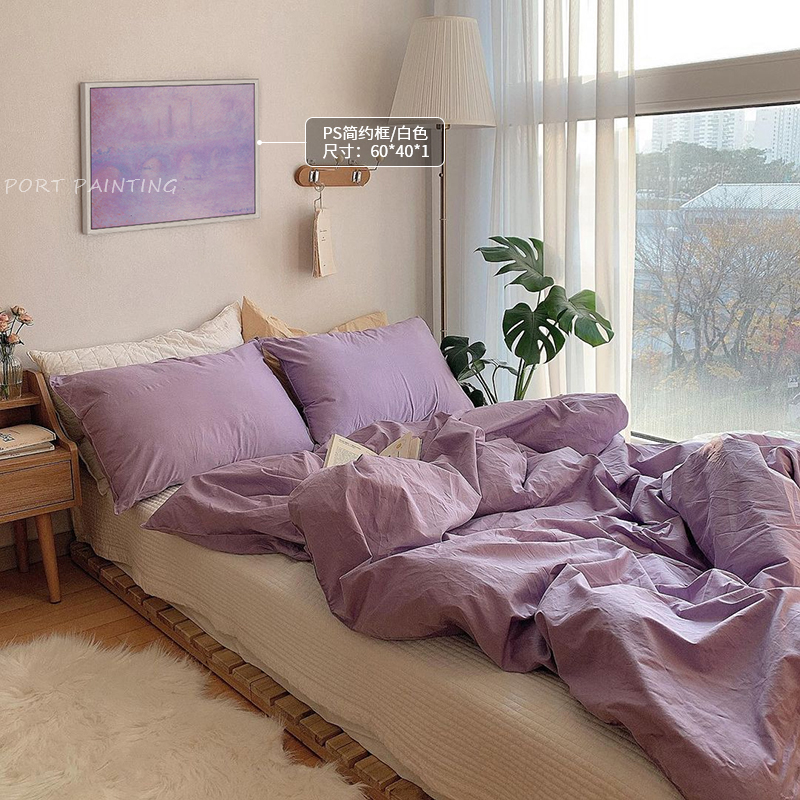 portpainting 北欧ins风装饰画莫奈和他紫色的雾紫色色系卧室挂画