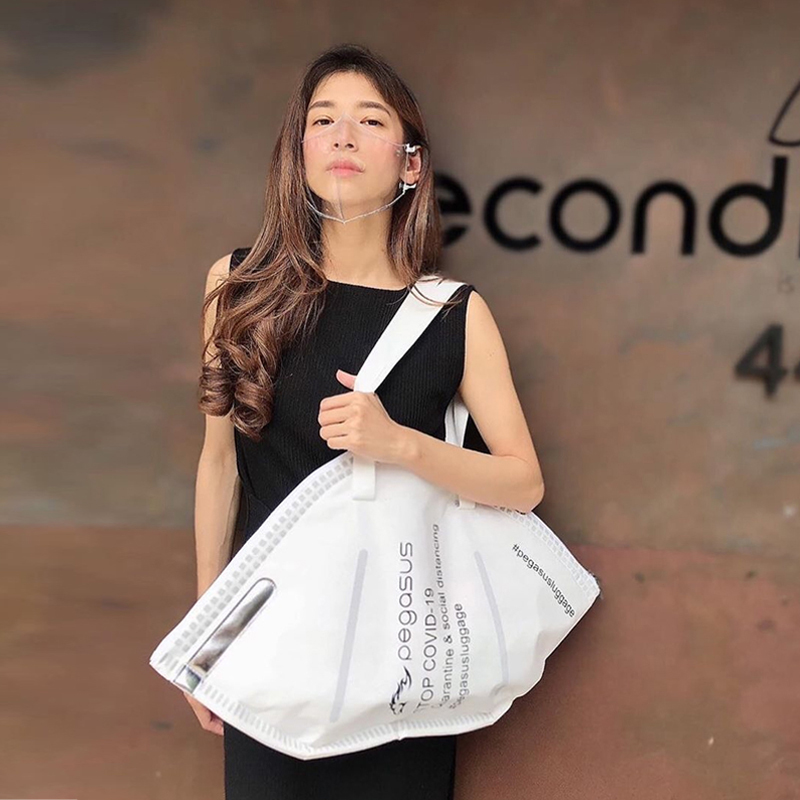 2021泰国新款小众设计创意口罩造型单肩包大容量时尚环保手提袋潮