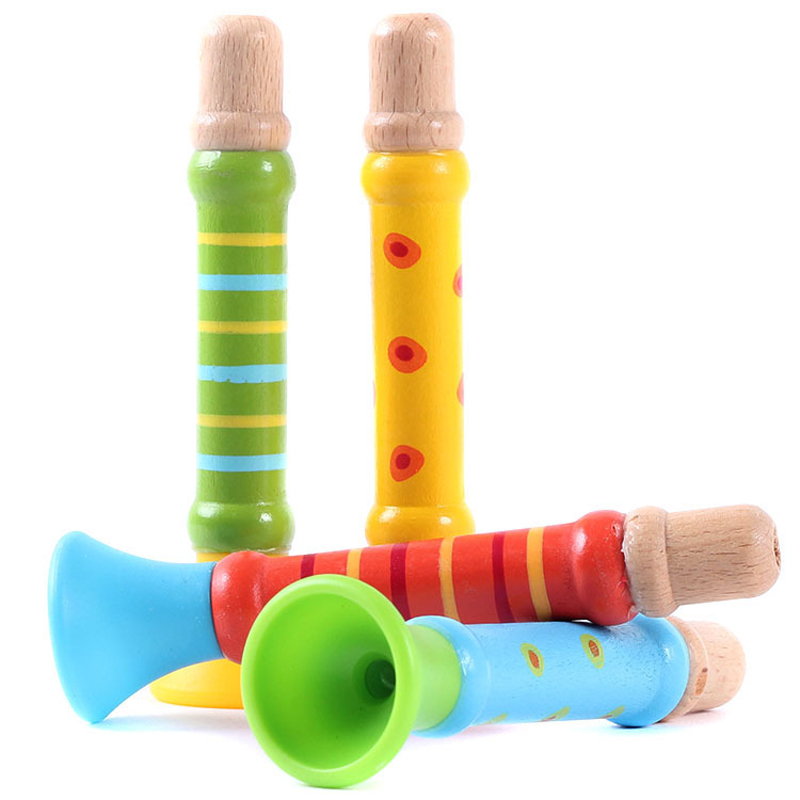 奥尔夫儿童木质音乐玩具 卡通口哨/小喇叭 木制小喇叭玩具1-3岁