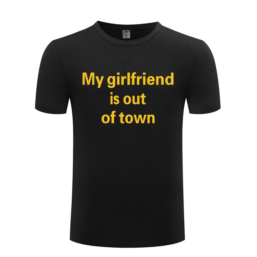 创意纯棉短袖儿童T恤 My Girlfriend Is Out of Town 简约字母