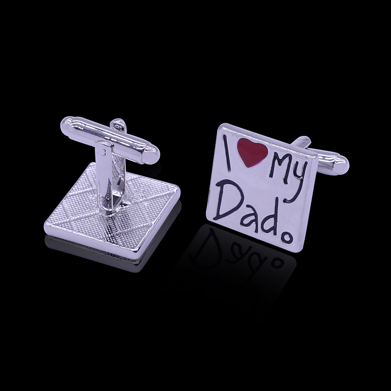 欧美简约创意字母I love my dad爱心法式衬衫袖扣袖钉父亲节礼物