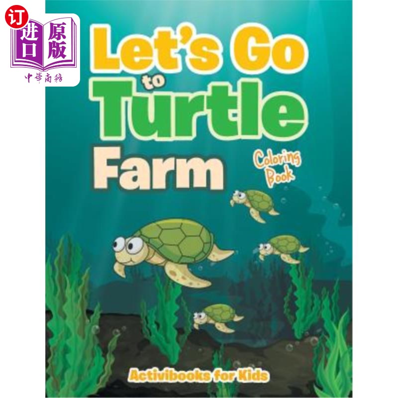 海外直订Let's Go to Turtle Farm Coloring Book 让我们去乌龟农场的涂色书