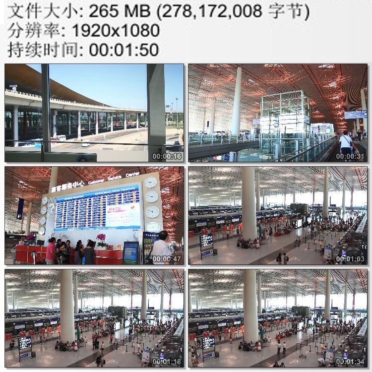 北京首都国际机场内景 旅客服务中心宽广高大大厅 高清视频素材
