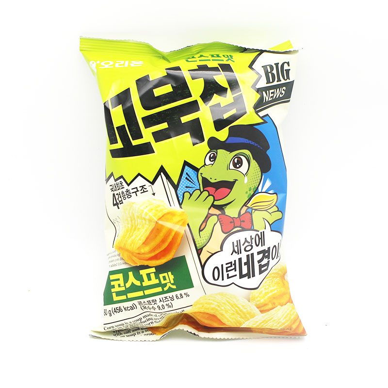 好丽友乌龟壳型玉米酥80g袋装原味韩国进口四层结构膨化小零食品