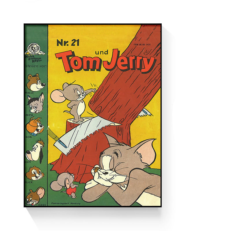 汤姆和杰瑞DIY数字油画猫和老鼠卡通动画可爱简单手绘涂色填充画