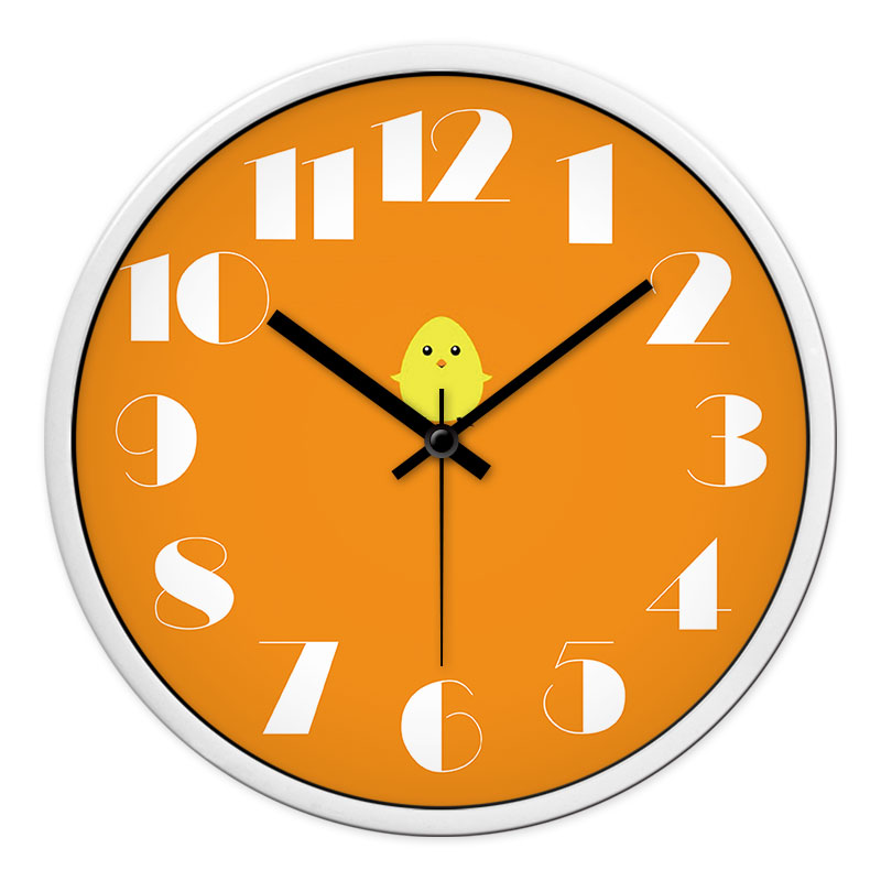 摩门儿童房卧室可爱卡通超静音挂钟挂表幼儿园教室小鸡石英时钟表