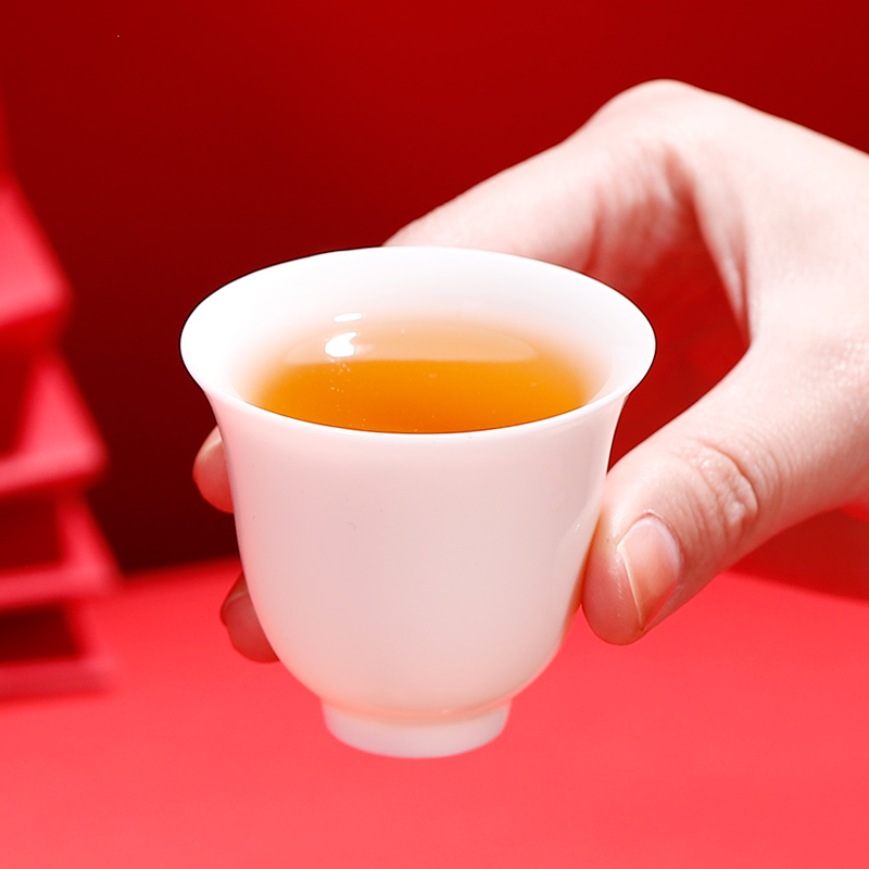 德化 羊脂玉白瓷茶杯个人杯单杯功夫茶具品杯陶瓷主人杯logo定制