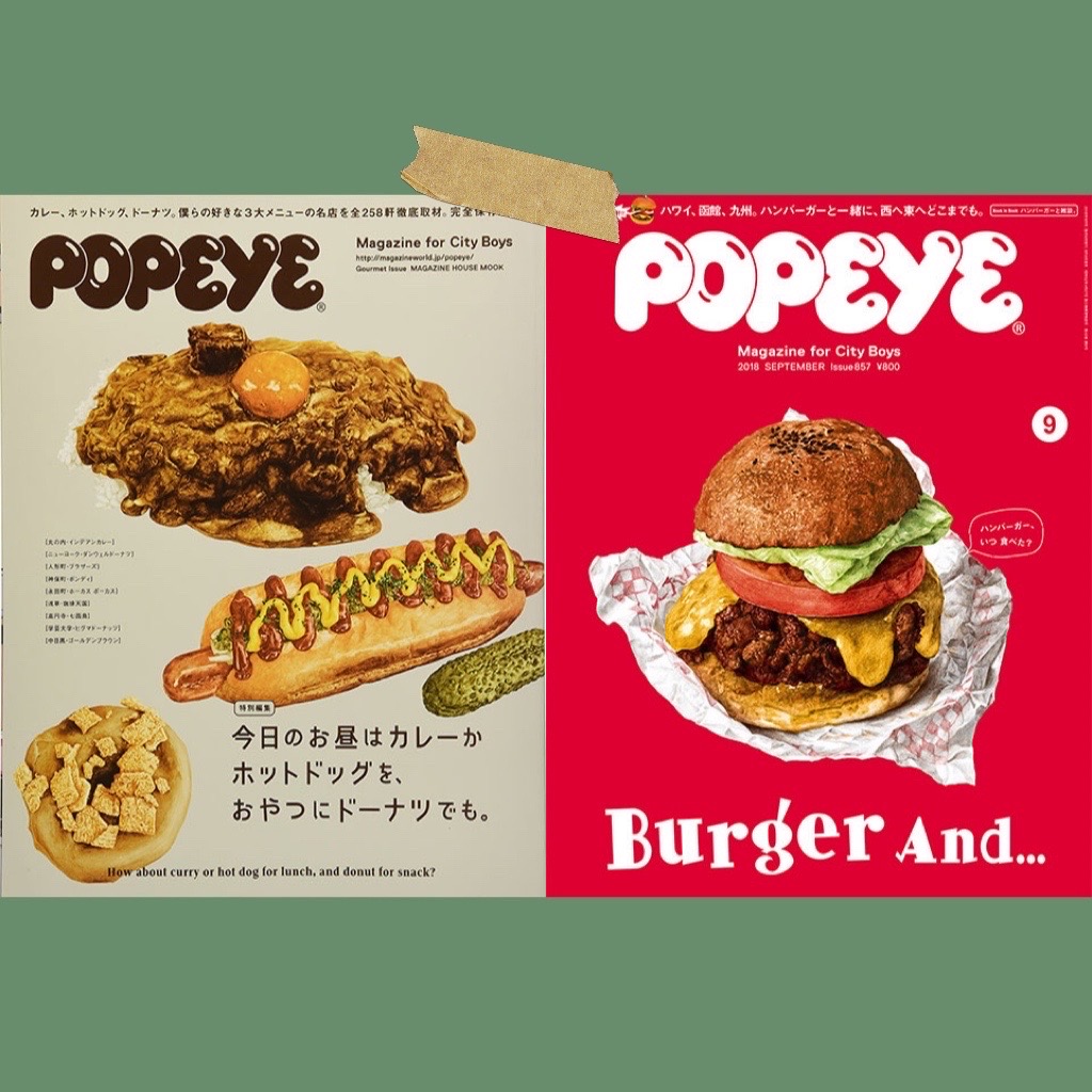 pop日本杂志海报 汉堡小众原宿复古冰箱贴古着店酒吧装饰画