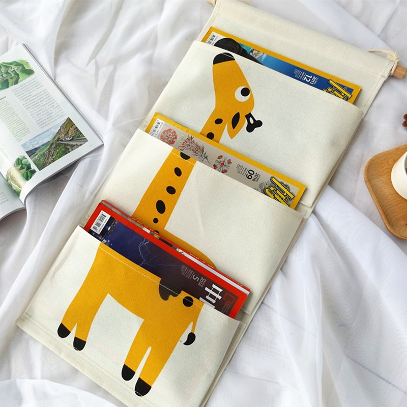 可爱卡通动物布艺墙挂式收纳挂袋门后幼儿园儿童图书绘本整理书袋