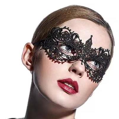 黑色蕾丝眼罩化妆舞会狐狸面具公主成人半脸女性感遮眼丝带禁欲系
