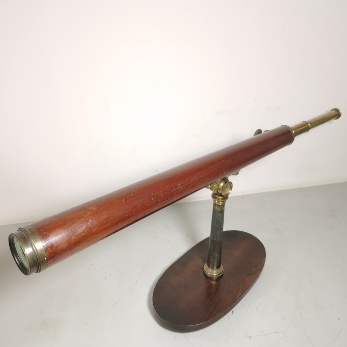功能正常19世纪西洋古董老式大型带支架单筒望远镜英国老物件馆藏