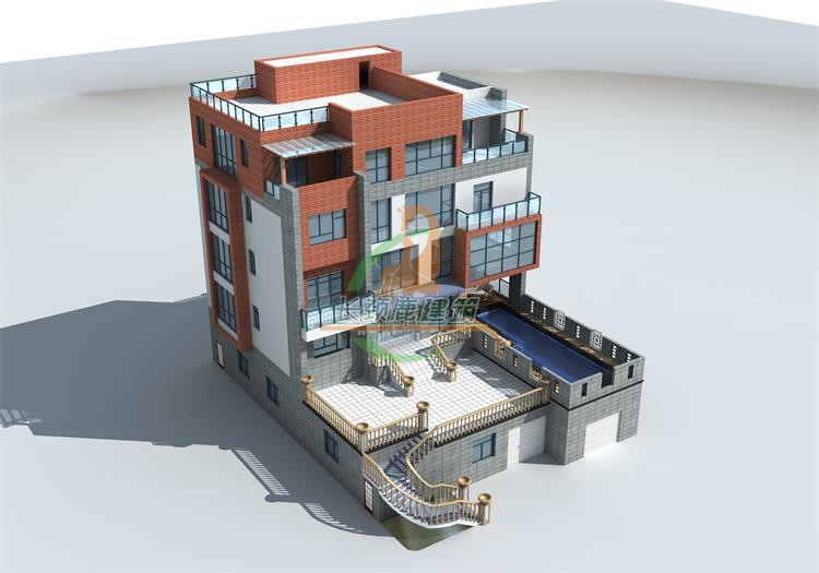 开间17米五层现代别墅设计图纸复式自建房屋带地下室架空层游泳池