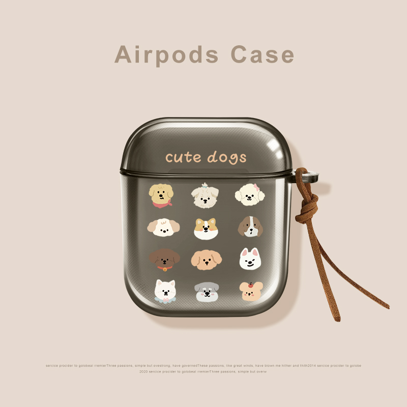 适用于airpods 1 2代苹果耳机保护套airpods pro满屏小狗头像airpods 3代高级感电镀壳pro 2代可爱狗狗耳机套