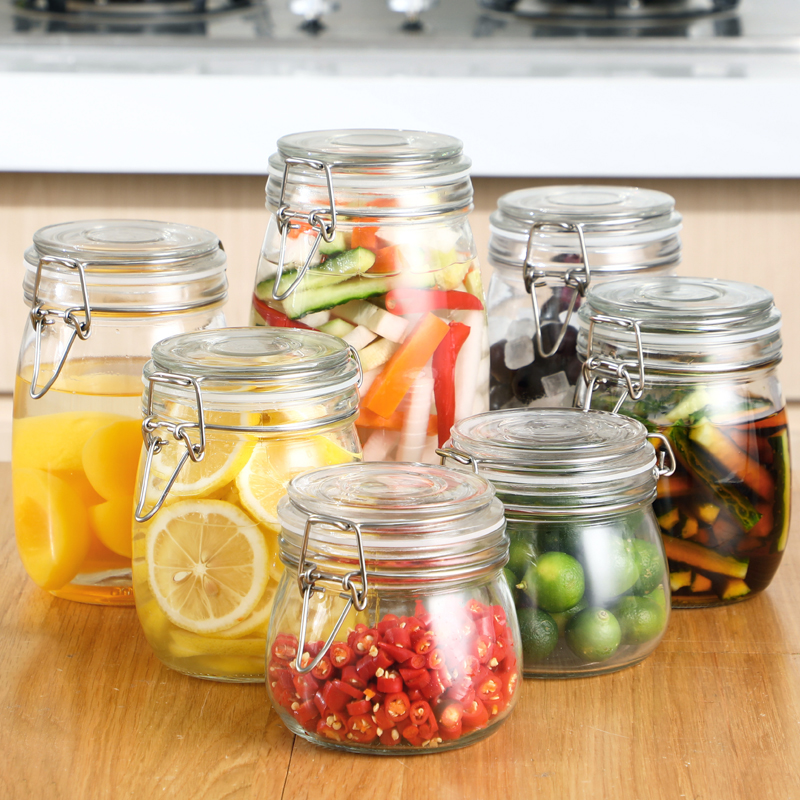 居家家密封罐玻璃食品级蜂蜜瓶咸菜罐泡酒泡菜坛子带盖家用储物罐