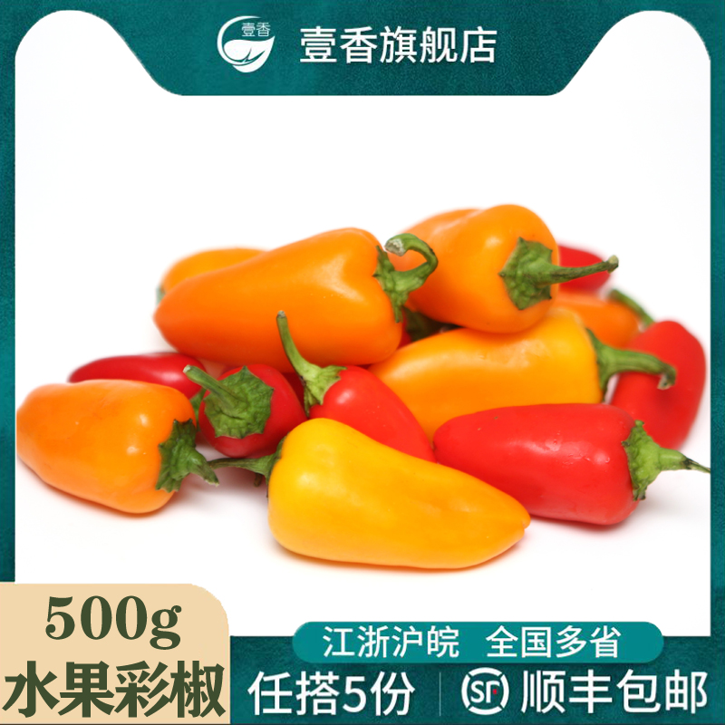 新鲜水果彩椒500g 甜椒 迷你小辣椒 红黄小彩椒 沙拉凉拌蔬菜配菜
