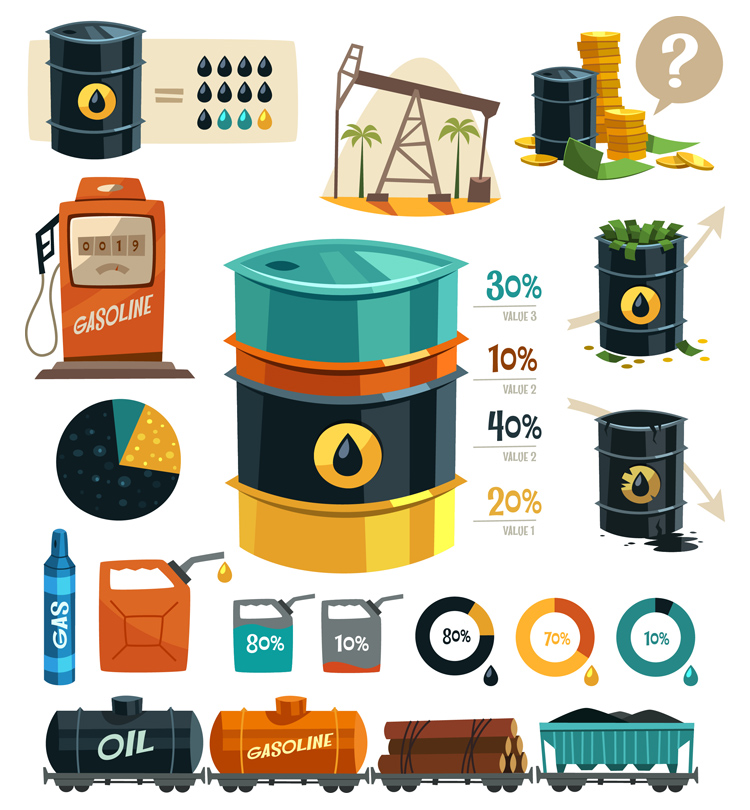 汽油信息图AI矢量素材 汽油 石油相关元素信息图标 设计素材