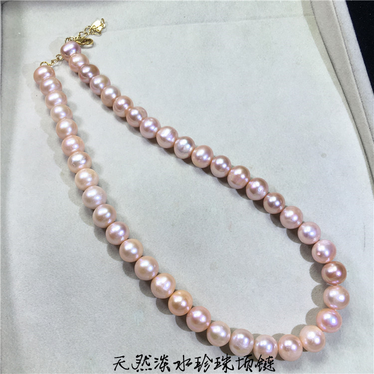 天然淡水珍珠项链 有生长纹 不是正圆 珠光很好女款项链饰品A0112