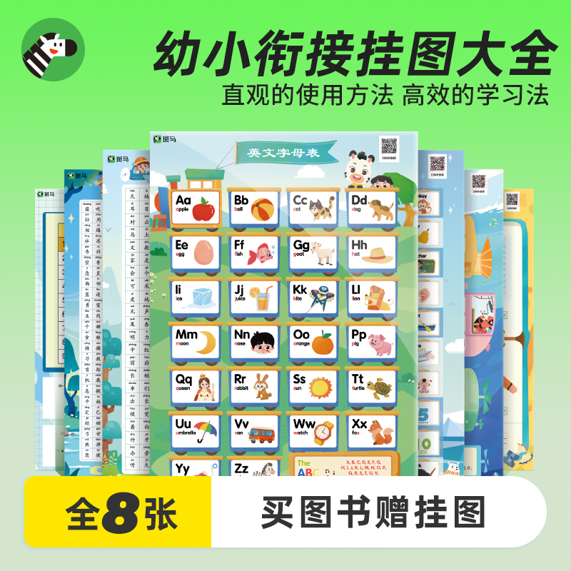 【新版可点读】斑马汉语拼音墙贴识字乘法口诀训练单词一年级挂图