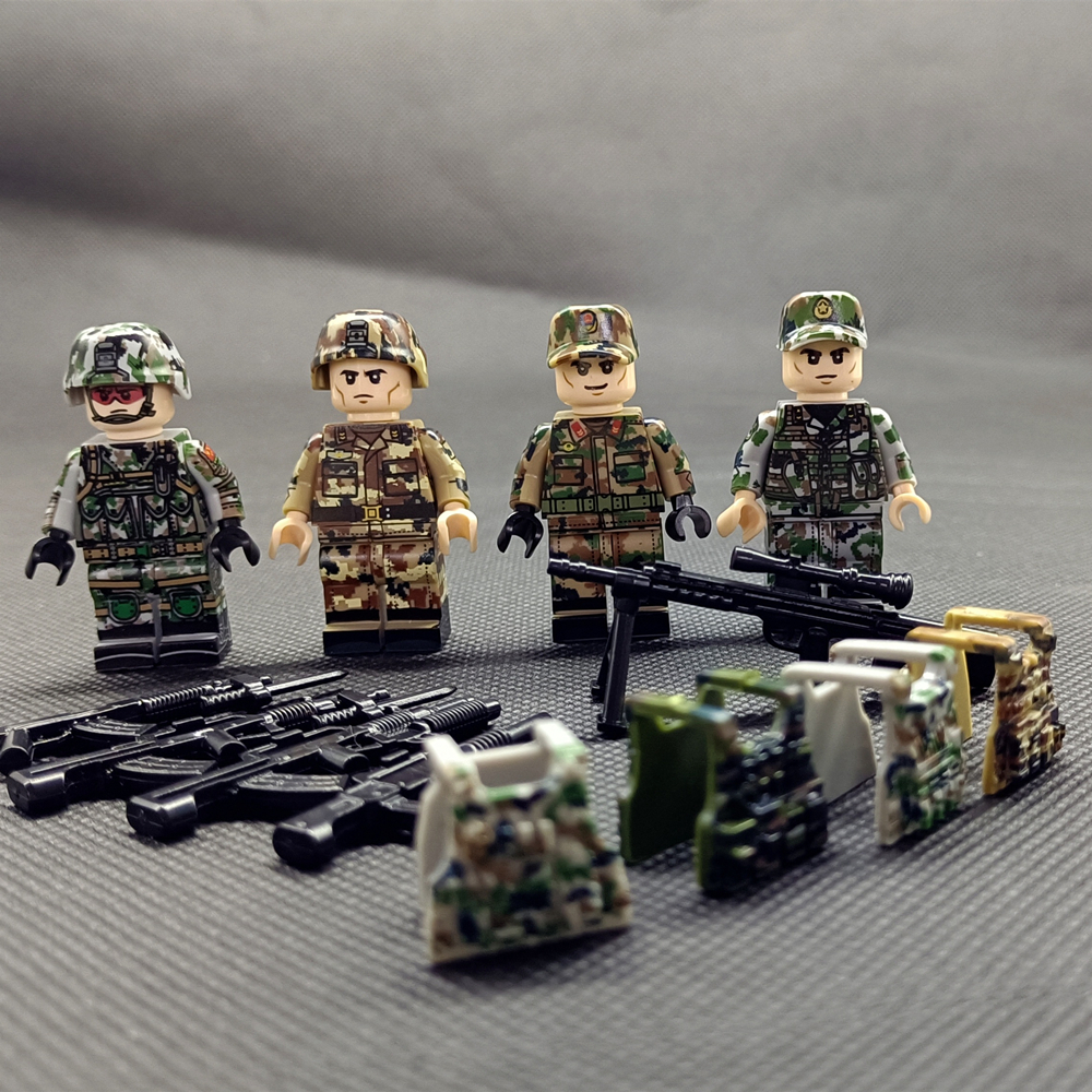 中国人民解放军陆军士兵武器边防部队特种兵人仔拼装男孩益智玩具