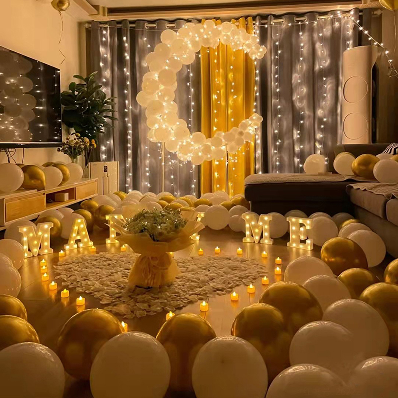 求婚室内布置情人节520用品惊喜场景气球现场浪漫表白室外内房间