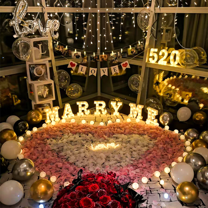 求婚室内布置气球套餐网红仪式感策划现场素材表白浪漫惊喜道具灯