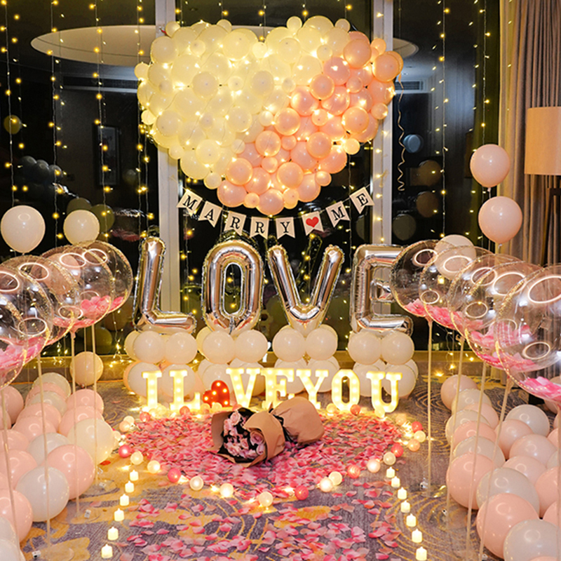 520求婚室内布置气球道具告白表白灯浪漫套餐酒店现场仪式感套装