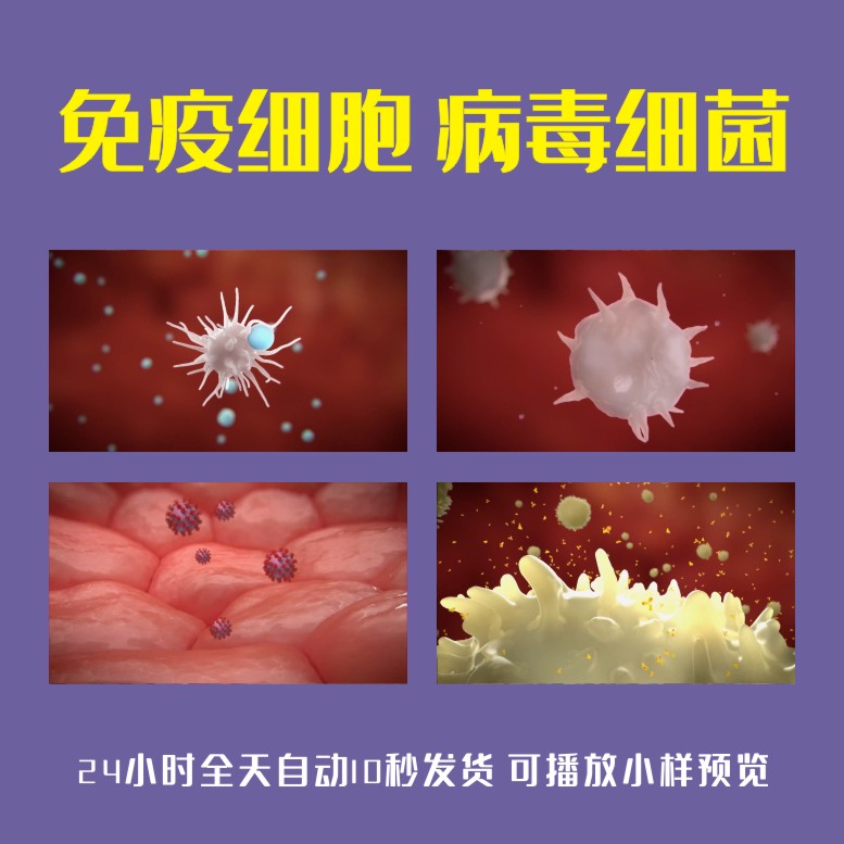 免疫细胞病毒细菌白细胞吞噬杀菌有害物质抗体医学医疗视频素材