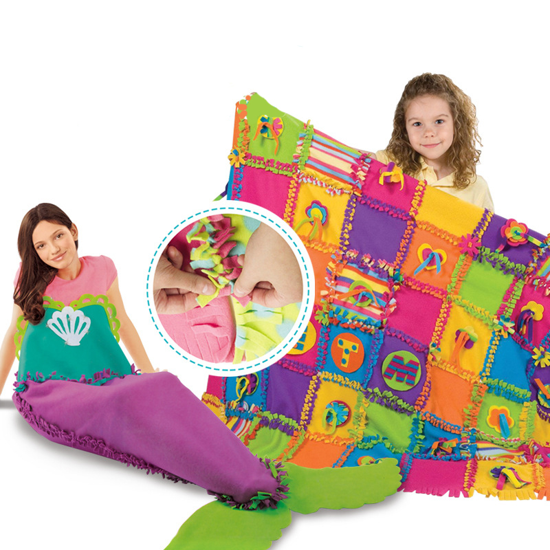Cc姐同款抖音儿童手工diy材料包女孩玩具拼接布艺打结毯子小被子