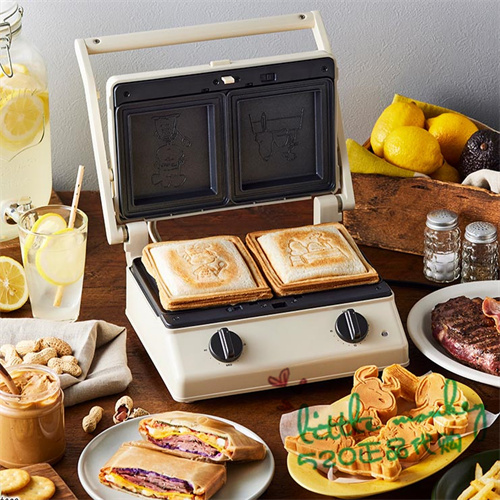 日本代购 史努比和查理布朗 可爱烤面包机考三明治机烤饼机印图案