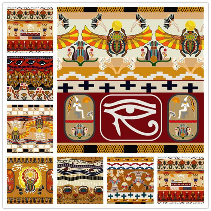 A4156矢量复古民族风埃及非洲纹样插图二方连续壁画  AI设计素材