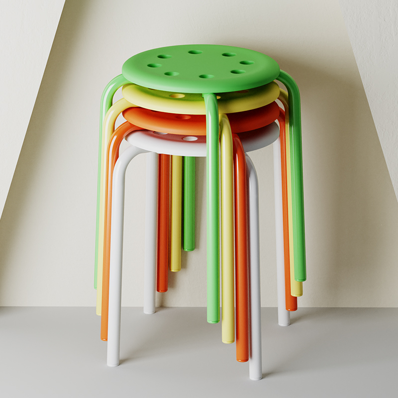 塑料圆凳子家用可叠放圆凳加厚餐桌高板凳客厅简约现代摞叠小椅子