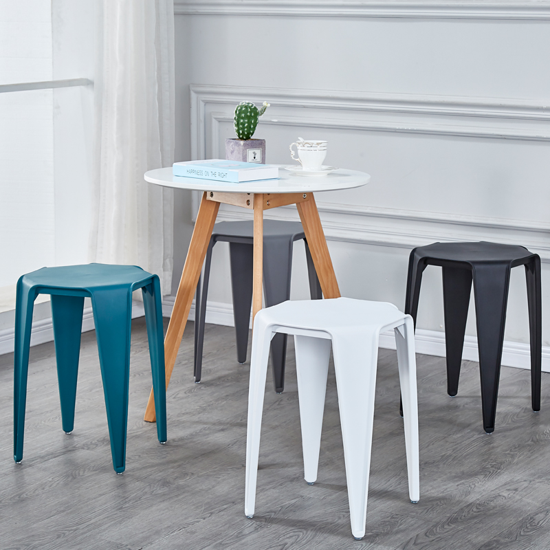 塑料凳子家用加厚可叠放风车圆凳现代简约创意客厅餐桌塑胶高椅子