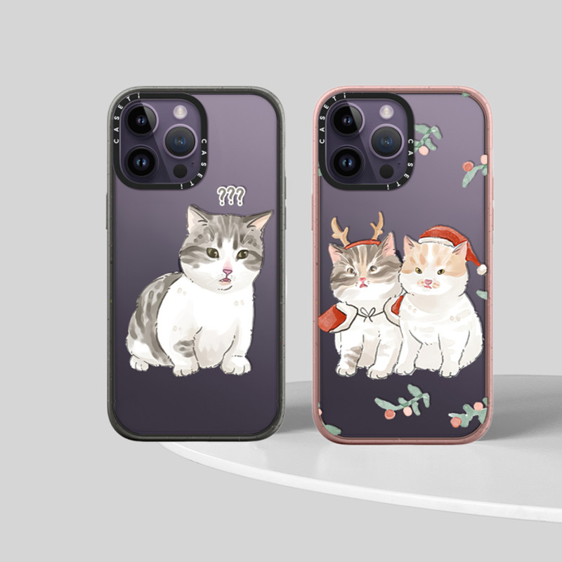 CASETi疑问猫 圣诞帽猫咪艺术家联名款 适用于苹果14pro max手机壳iPhone13pro 透明保护套12全包防摔卡通1