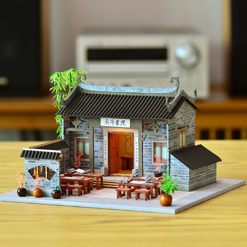 中国风小屋diy小房子岭南西关街景场景兰亭书院手工制作模型礼物
