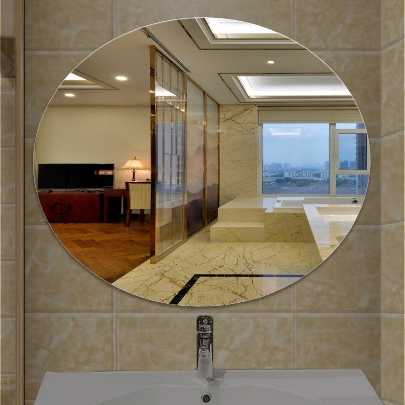 椭圆免打孔浴室镜自粘粘贴卫生间镜子壁挂化妆镜贴墙洗手盆镜免钉