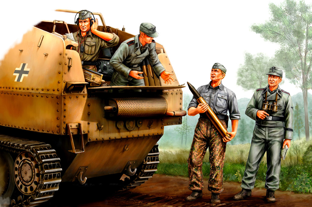 小号手 84402 胶粘拼装模型 1/35德国SPG（自行火炮）兵人