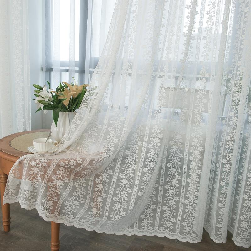 韩式蕾丝纱帘定制窗纱阳台客厅卧室书房飘窗成品透光不透人窗帘纱