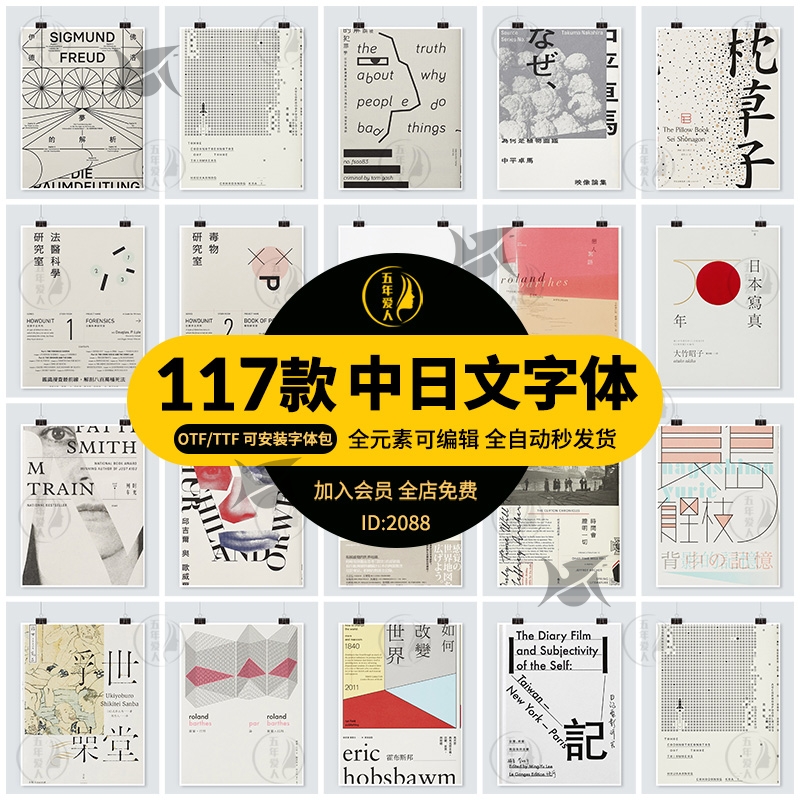 高级时尚艺术中文日文日系台湾王志弘海报排版设计字体包PS素材
