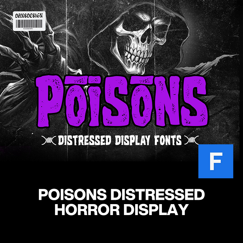 Poisons潮流复古颓废做旧嘻哈摇滚地下恐怖海报服装标题英文字体