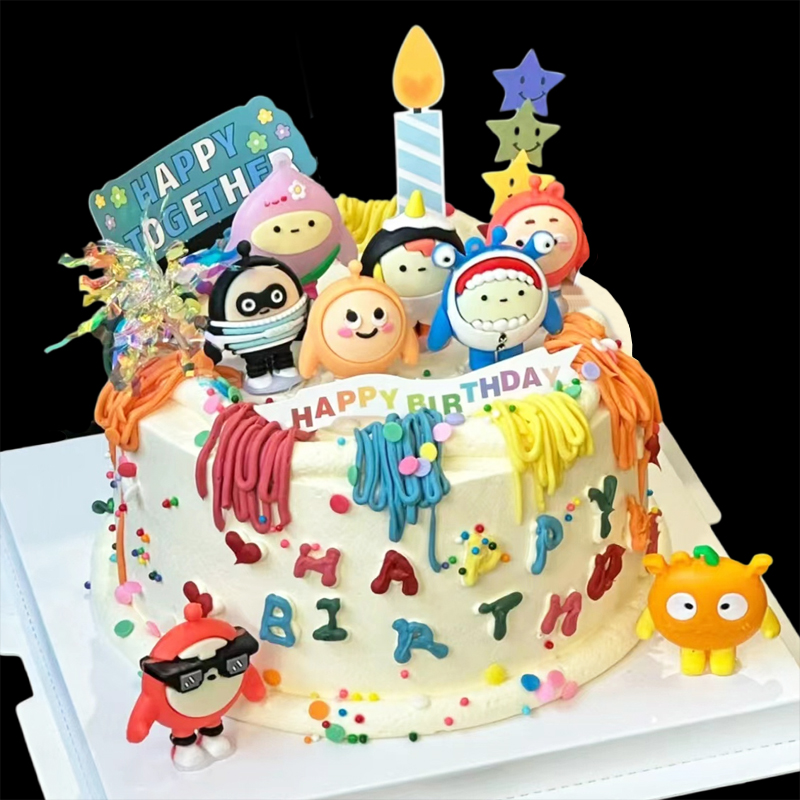 网红蛋糕装饰摆件软胶卡通鸡蛋仔小熊公仔儿童生日甜品台装扮玩偶