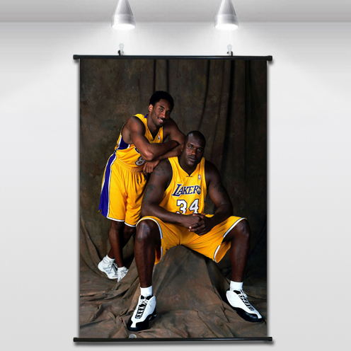 NBA科比奥尼尔湖人时期大幅画房间装饰画高清布挂画篮球海报壁画