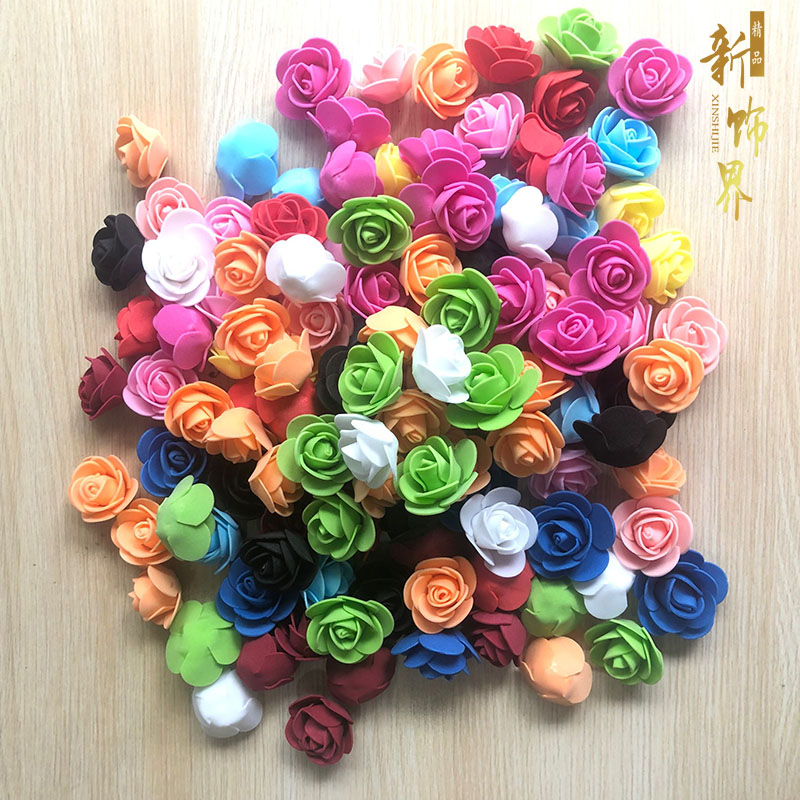3.0cm仿真PE泡沫玫瑰花朵手工装饰花花用花假花小头整包100个