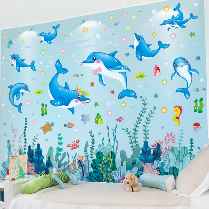 海洋风小图案儿童房间卡通幼儿园主题装饰贴画墙贴纸环创材料布置