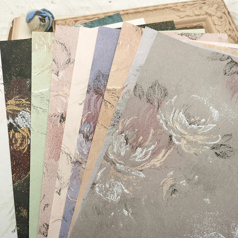 浪漫花丛-复古花纹纸多色艺术纸手账手账拼贴包装收集组合材料包