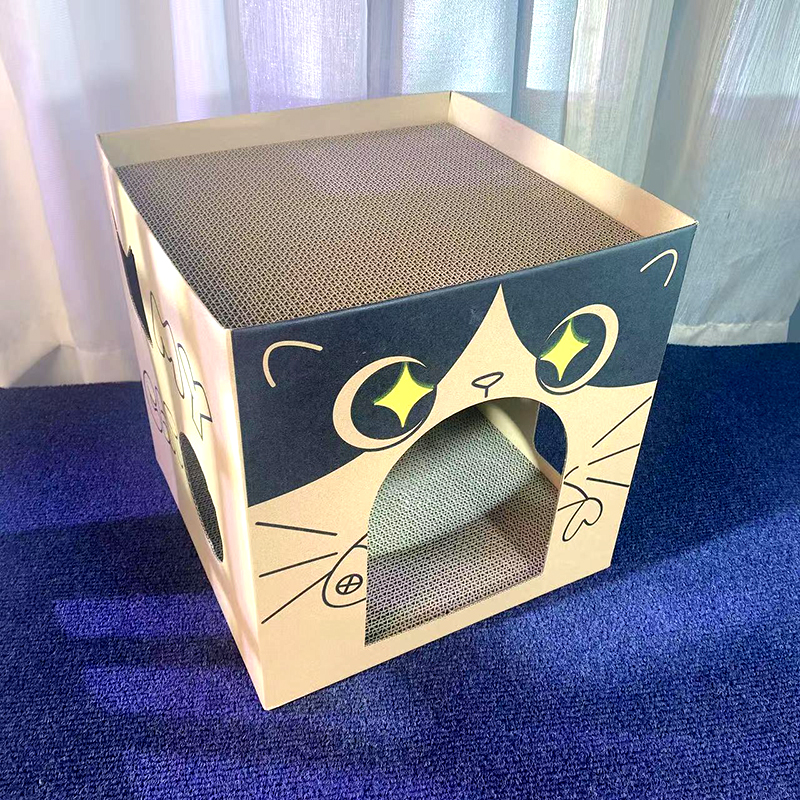 手工纸箱猫窝房子